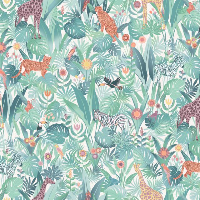 MAY Wild Side Jungle - 10700-EZ Cream/Multi - Cotton Fabric