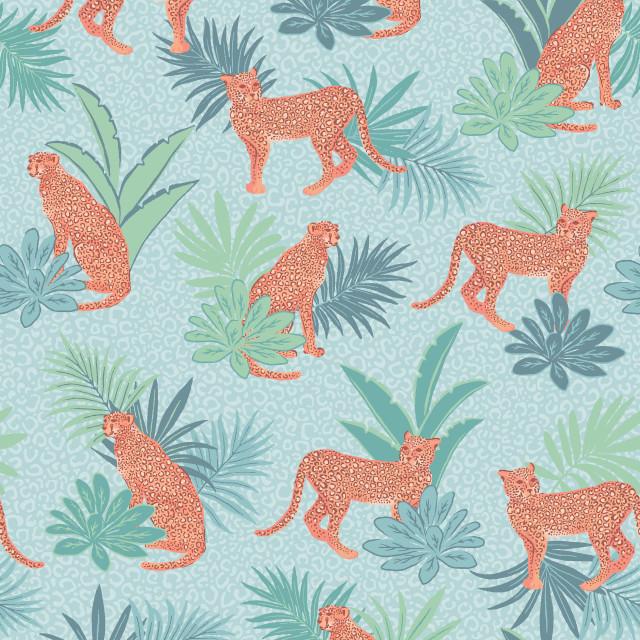 MAY Wild Side Cheetahs - 10701-Q Teal - Cotton Fabric