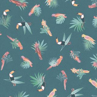 MAY Wild Side Birds - 10702-Q Teal - Cotton Fabric