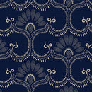MB Anna B's Indigos Flower On Canvas - C101880D-NAVY - Cotton Fabric