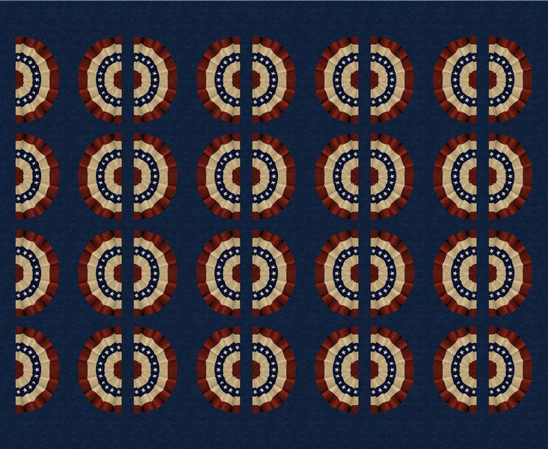 MB Betsy's Needlework Bunting Panel - R171304P-NAVY - Cotton Fabric
