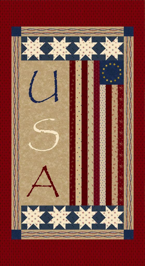 MB Betsy's Needlework Flag Panel - R171321P-RED - Cotton Fabric