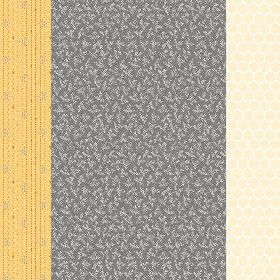 MB Birds and Bees Strip It - R190740D-YELLOW - Cotton Fabric