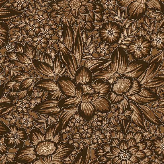 MB Carrie's Caramels & Creams Floral - R101015D-COFFEE - Cotton Fabric