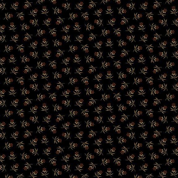 MB Cheddar and Coal III Berries - R171478D-BLACK - Cotton Fabric