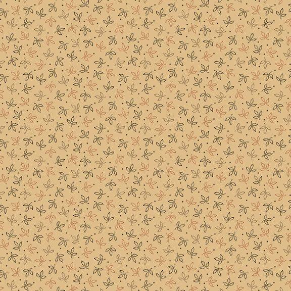 MB Cheddar and Coal III Leaves - R171480D-BEIGE - Cotton Fabric