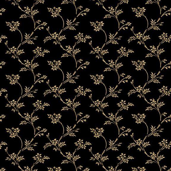 MB Elegant Estate Collection Flower Vine - R331188D-BLACK - Cotton Fabric