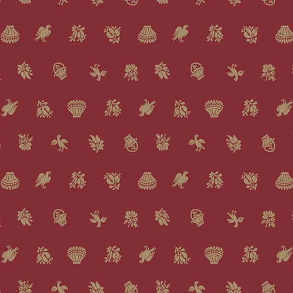 MB Freedom Rings Birds and Baskets - R651375D-RED - Cotton Fabric