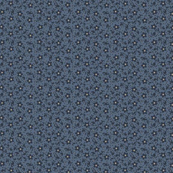 MB Grace Elizabeth Flower Scroll - R101686D-BLUE - Cotton Fabric