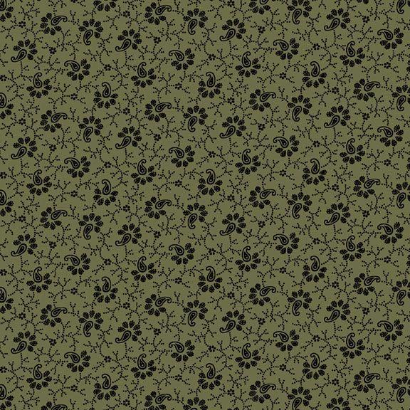 MF Bluebird Manor Paisley Flower - R221049D-GREEN - Cotton Fabric