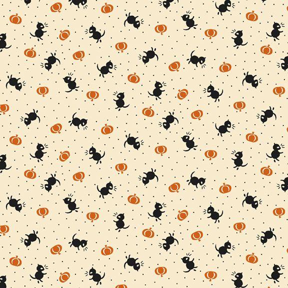 MF Historic Halloween Cats And Pumpkins - R331389D-CREAM - Cotton Fabric