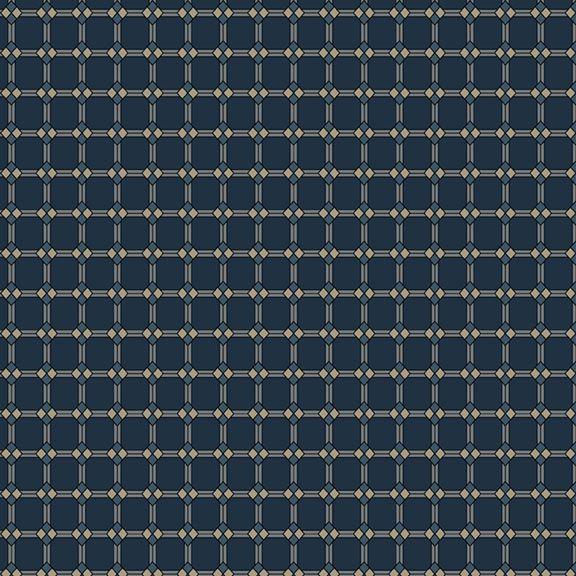 MF Nouveau Diamond Stripe - R651065D-NAVY - Cotton Fabric