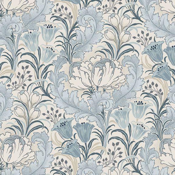 MF Nouveau Floral With Acanthus Leaves - R651061D-CREAM - Cotton Fabric