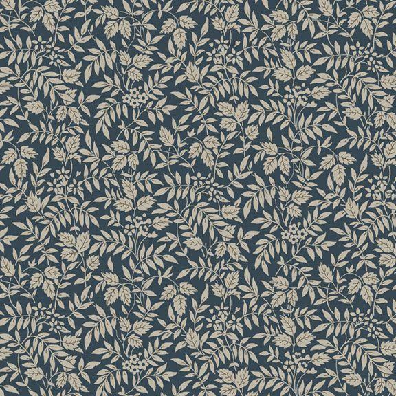 MF Nouveau Leaf Sprigs - R651064D-NAVY - Cotton Fabric