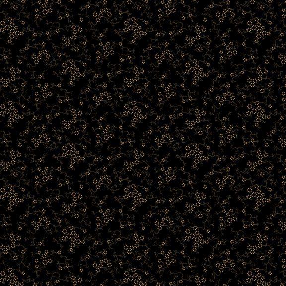 MF Paula's New Companions Daisy Vine - R221101D-BLACK - Cotton Fabric