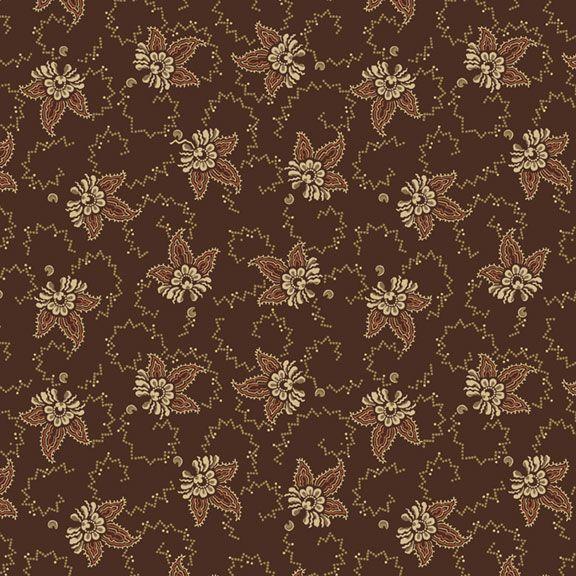 MF Treasured Past Tossed Flower - R621365D-BROWN - Cotton Fabric