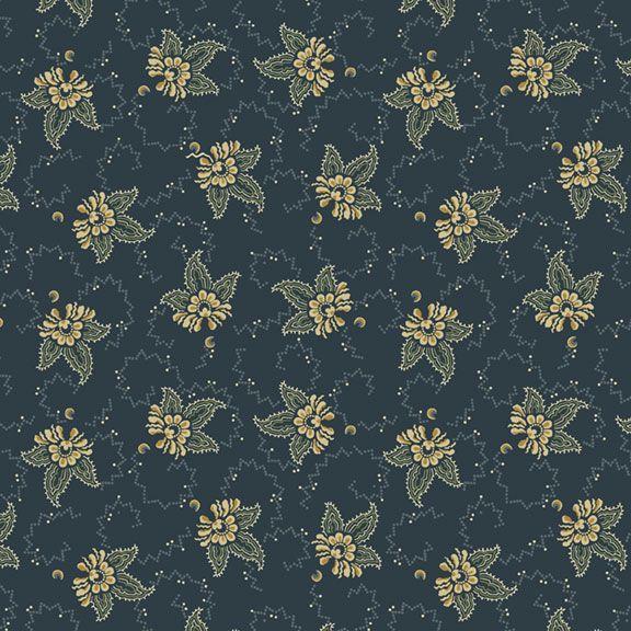 MF Treasured Past Tossed Flower - R621365D-NAVY - Cotton Fabric