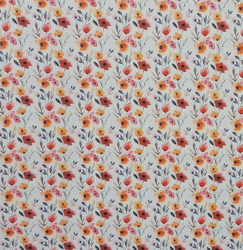 MISC Ribbed Knit Unbrushed Floral - 969024 Apricot - Dress & Apparel Fabric