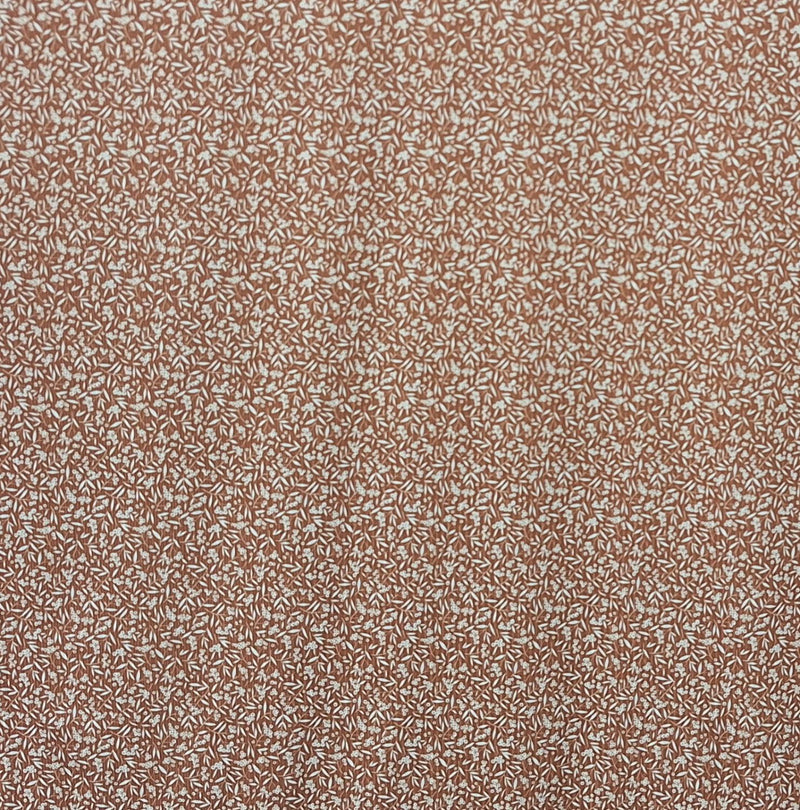 MISC Unbrushed Rib Knit Ivory Sprigs - ET1032 Rust - Dress & Apparel Fabric