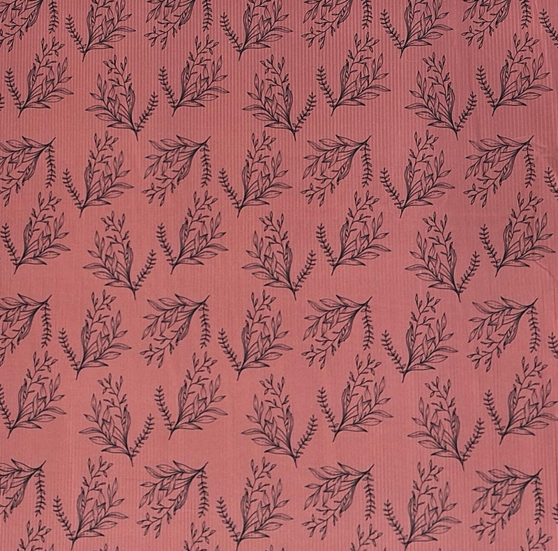 MISC Unbrushed Rib Knit Stencil Floral - ET1029 Mulberry - Dress & Apparel Fabric