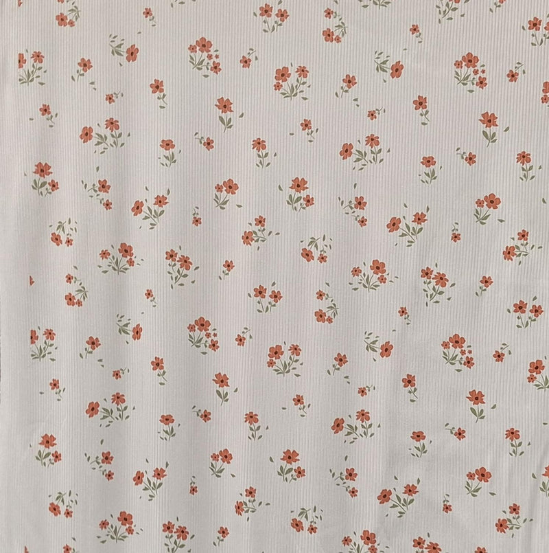 MISC Yummy Rib Knit Floral - 924265 Apricot - Dress & Apparel Fabric