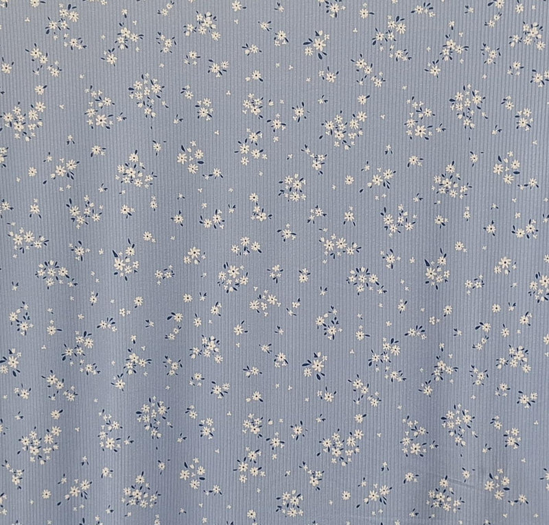 MISC Yummy Rib Knit Petite Floral - 138105 Blue - Dress & Apparel Fabric
