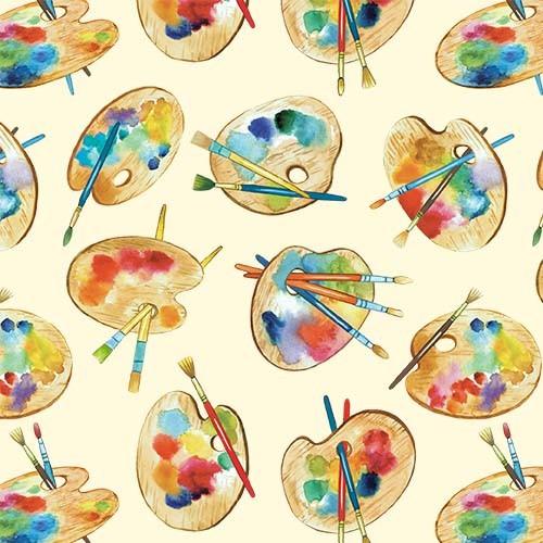MM An Artist's Life Painter's Palette - DDC11750-CREM-D - Cotton Fabric