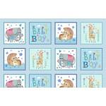 MM Baby Love Sugar And Spice Boys Panel - DC11596-BLUE Blue - Cotton Fabric