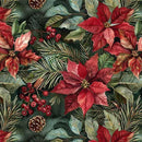 MM Cozy Little Christmas Christmas Floral - DDC12688-BLAC - Cotton Fabric