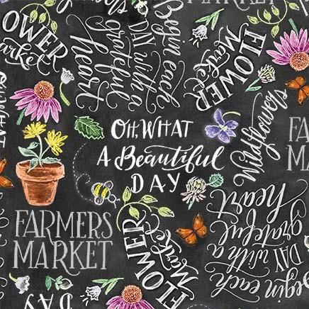 MM Flower Market Beautiful Day - DDC11823-BLAC-D BLACK - Cotton Fabric