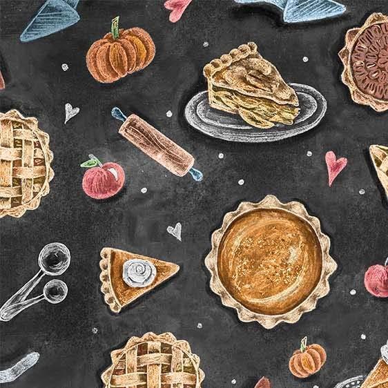 MM Happy Pie Season Homemade Pies - DDC11735-BLAC Black - Cotton Fabric