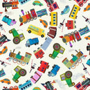 MM Little Locomotives Rolling Through The Hills - DDC12873-CREM - Cotton Fabric