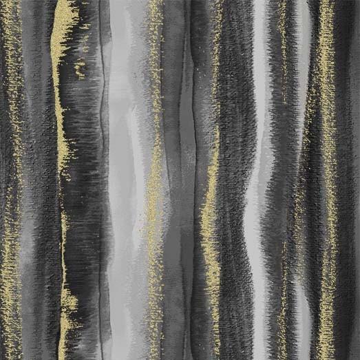 MM Magnificent Peacock Feathery Stripe - CM11854-BLAC-D - Cotton Metallic Fabric