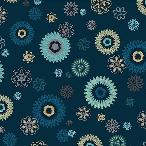 MM Magnificent Peacock Festive Medallion - CM11852-DTEA-D - Cotton Metallic Fabric