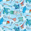 MM Sea La Vie Flying Kites - DDC11797-BLUE-D - Cotton Fabric
