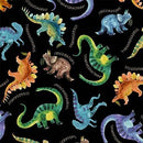MM Wild One Dino And Friends - DCX11857-BLAC-D Black - Cotton Fabric