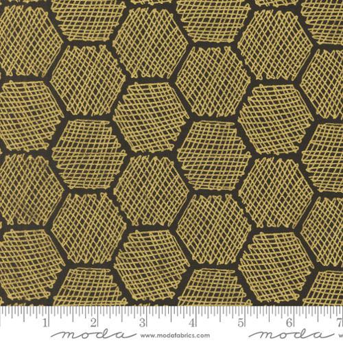 MODA Bee Garden Metallic - 48416-21M Black - Cotton Metallic Fabric