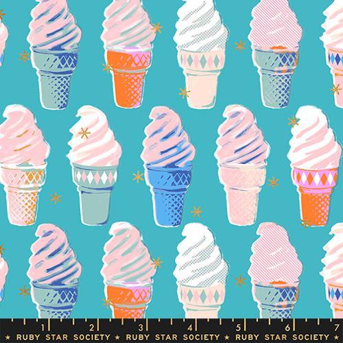 MODA Best Day Ever Metallic - RS0105-17M Turquoise - Cotton Metallic Fabric