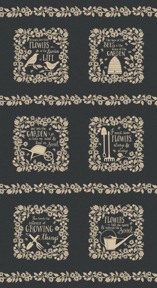 MODA Bloom and Grow Panel - 7056-14 Black - Cotton Fabric