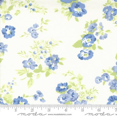 MODA Hollyhocks & Roses - 3050-12 Jasmine Sky - Cotton Fabric