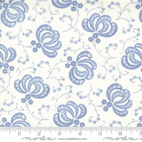 MODA Hollyhocks & Roses - 3051-11 Jasmine Sky - Cotton Fabric