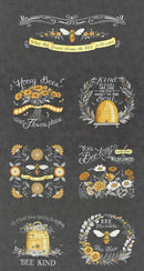 MODA Honey Lavender Panel - 56089-17 Charcoal - Cotton Fabric