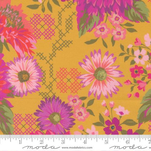 MODA Parlor Happy Blooms - 11960-19 Dijon - Cotton Fabric