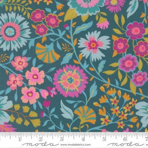 MODA Parlor Wild and Free - 11961-16 Peacock - Cotton Fabric