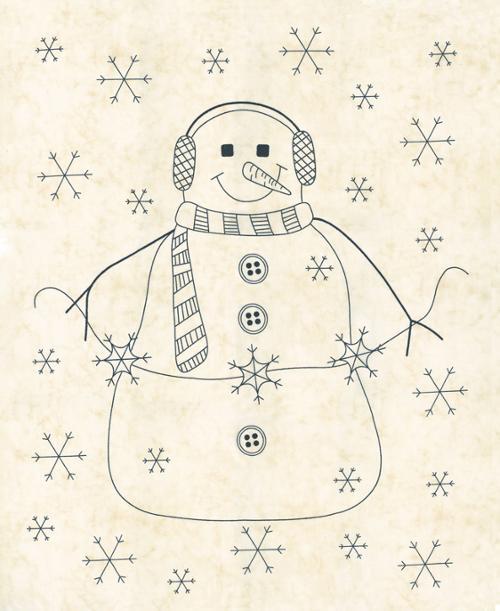 MODA Snowman Gatherings IV Panel - 49258-11 Snow - Cotton Fabric