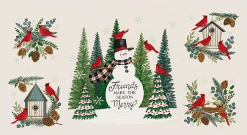 MODA Winter Friends Panel - 56139-11 Snowy White - Cotton Fabric
