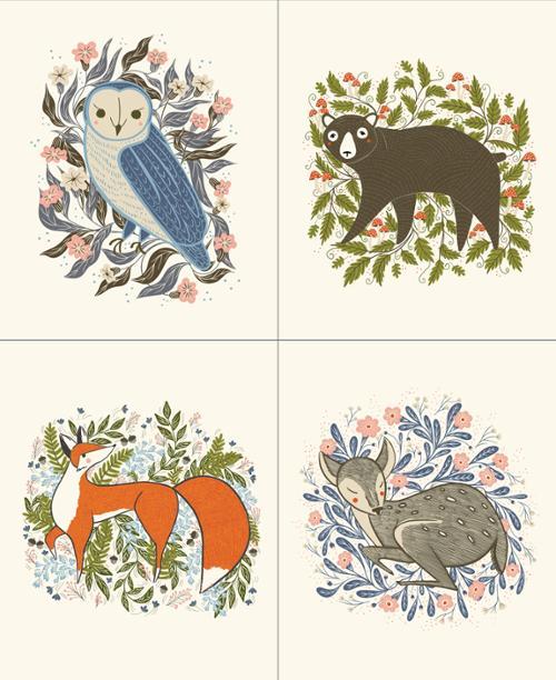 MODA Woodland Wonder Panel - 48400-11 Cloud - Cotton Fabric