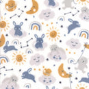 MOOK Fleece Flannel Rainbow Rabbit - 133242 White - Fleece Flannel Fabric