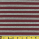 MOOK Ponti Roma 1/2" Stripe - 145610 Maroon/Gray - Dress & Apparel Fabric