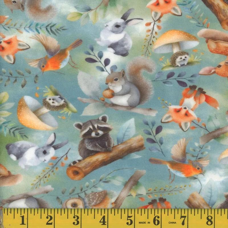 MOOK Stretch Minky Twig and Tumble - 141252 Aqua - Fleece Flannel Fabric